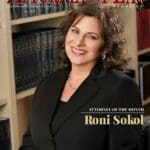 Close-up of Roni Sokol in black suit as featured "Attorney of the Month" in Cleveland edition of Attorney At Law magazine.